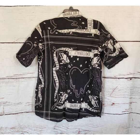 Emotionally Unavailable Rodeo Bandana Pearl Snap Front Shirt Size Large - Picture 2 of 5